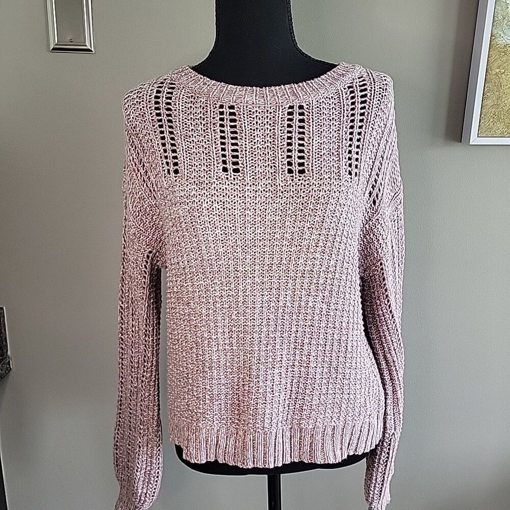 AMERICAN‎ EAGLE 2018 Pink Mearle Open Weave Knit Sweater Size Small